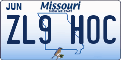 MO license plate ZL9H0C