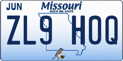 MO license plate ZL9H0Q