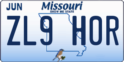 MO license plate ZL9H0R