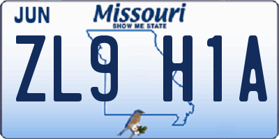 MO license plate ZL9H1A