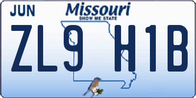 MO license plate ZL9H1B