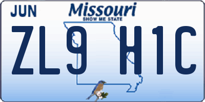 MO license plate ZL9H1C