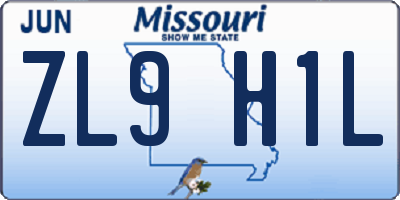 MO license plate ZL9H1L