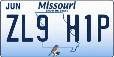MO license plate ZL9H1P
