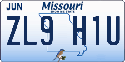 MO license plate ZL9H1U