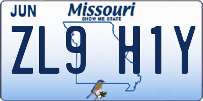 MO license plate ZL9H1Y