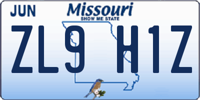 MO license plate ZL9H1Z