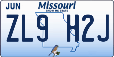 MO license plate ZL9H2J
