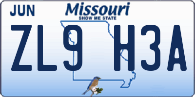 MO license plate ZL9H3A