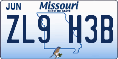 MO license plate ZL9H3B