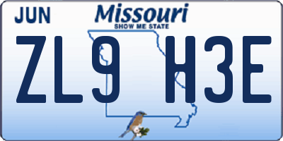 MO license plate ZL9H3E