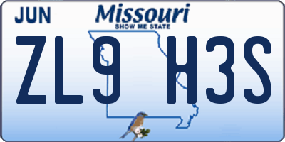 MO license plate ZL9H3S