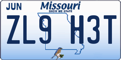 MO license plate ZL9H3T