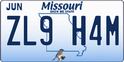 MO license plate ZL9H4M