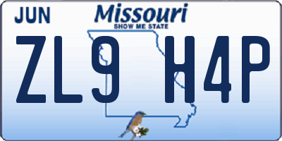 MO license plate ZL9H4P