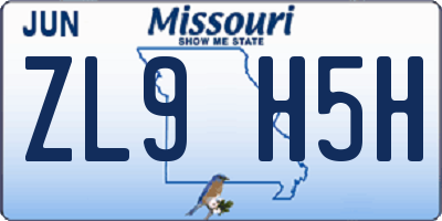 MO license plate ZL9H5H