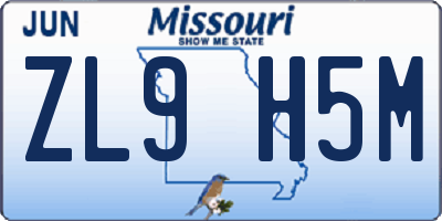 MO license plate ZL9H5M