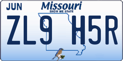 MO license plate ZL9H5R