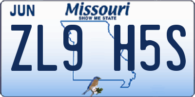 MO license plate ZL9H5S