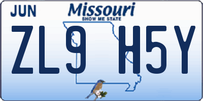 MO license plate ZL9H5Y