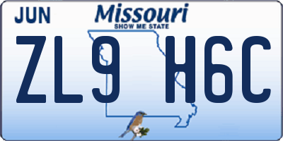 MO license plate ZL9H6C