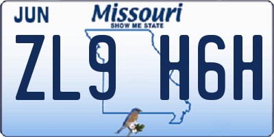 MO license plate ZL9H6H