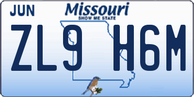 MO license plate ZL9H6M