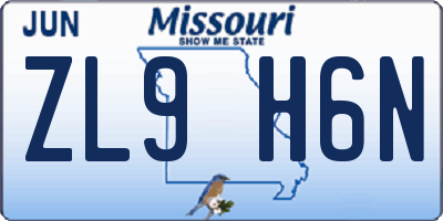 MO license plate ZL9H6N
