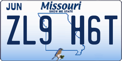 MO license plate ZL9H6T