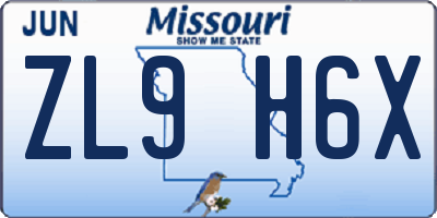 MO license plate ZL9H6X