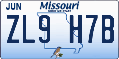 MO license plate ZL9H7B