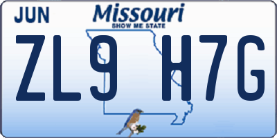 MO license plate ZL9H7G