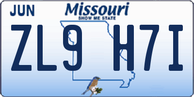 MO license plate ZL9H7I