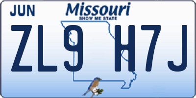 MO license plate ZL9H7J