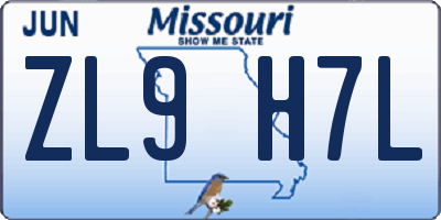 MO license plate ZL9H7L