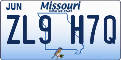 MO license plate ZL9H7Q
