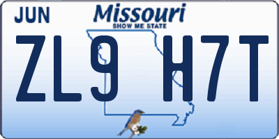 MO license plate ZL9H7T