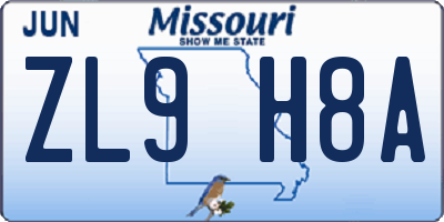 MO license plate ZL9H8A