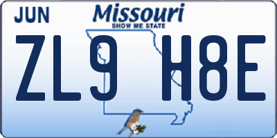 MO license plate ZL9H8E