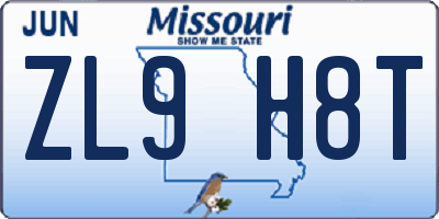 MO license plate ZL9H8T