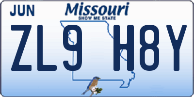 MO license plate ZL9H8Y