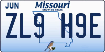 MO license plate ZL9H9E