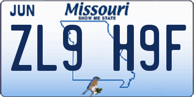 MO license plate ZL9H9F
