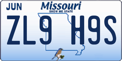MO license plate ZL9H9S