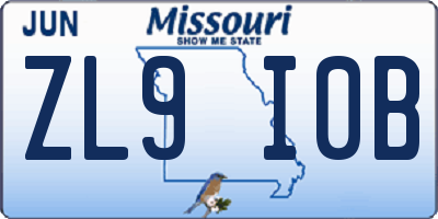 MO license plate ZL9I0B