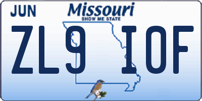 MO license plate ZL9I0F