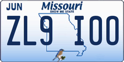 MO license plate ZL9I0O