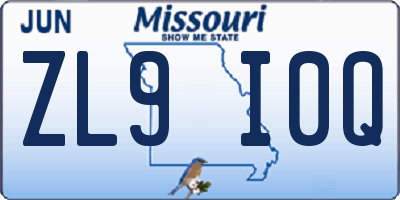 MO license plate ZL9I0Q