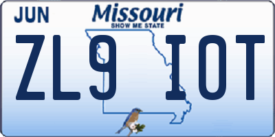 MO license plate ZL9I0T