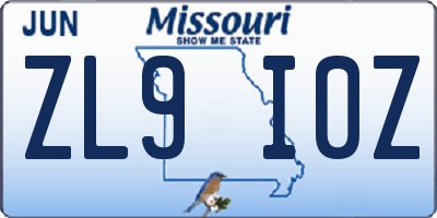 MO license plate ZL9I0Z
